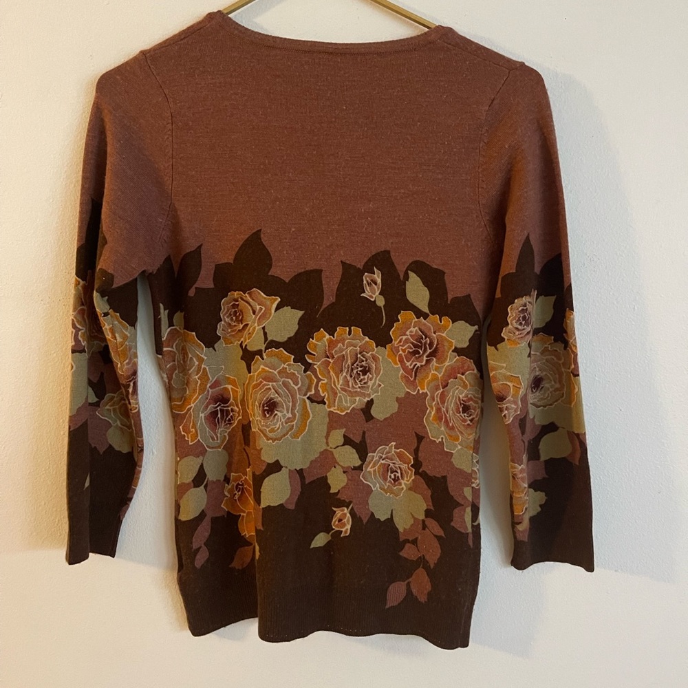 “Charlotte” size M Darling brown 3/4 sleeve button up sweater - Picture 6 of 7